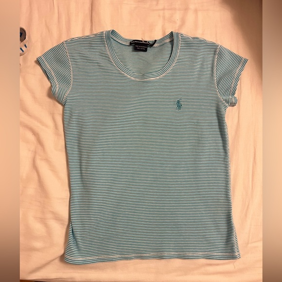 Blue with white stripes full length top - Picture 1 of 2